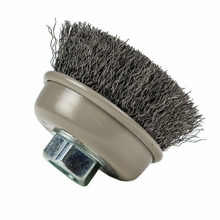 Forney Command PRO Cup Brush, Crimped, 3 in x .014 in x 5/8 in-11 72826